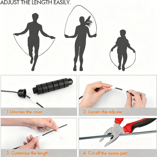 Tangle-Free Speed Jump Rope with Ball Bearings, Adjustable Steel Cable and Foam Handles for Home Fitness