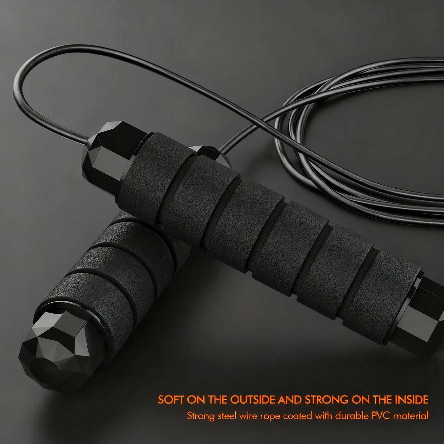 Tangle-Free Speed Jump Rope with Ball Bearings, Adjustable Steel Cable and Foam Handles for Home Fitness