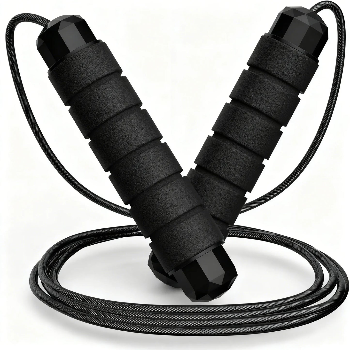 Tangle-Free Speed Jump Rope with Ball Bearings, Adjustable Steel Cable and Foam Handles for Home Fitness