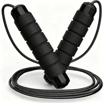 Tangle-Free Speed Jump Rope with Ball Bearings, Adjustable Steel Cable and Foam Handles for Home Fitness