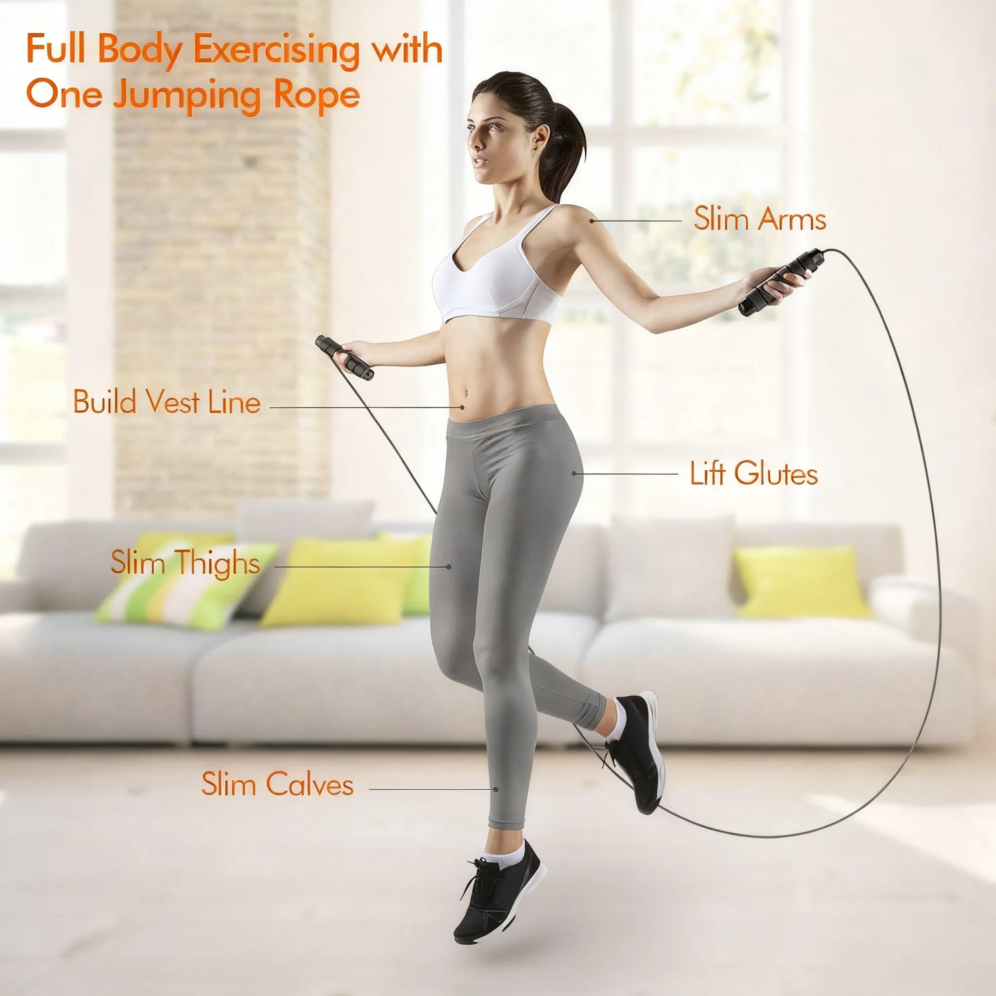 Tangle-Free Speed Jump Rope with Ball Bearings, Adjustable Steel Cable and Foam Handles for Home Fitness