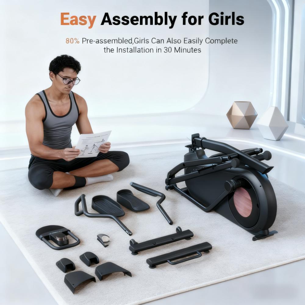 Self-Generating Elliptical Machine with Easy Assembly for Home Use