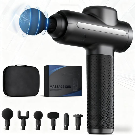 Percussion Massage Gun with 6 Massage Heads, Powerful Brushless Motor for Deep Tissue Pain Relief