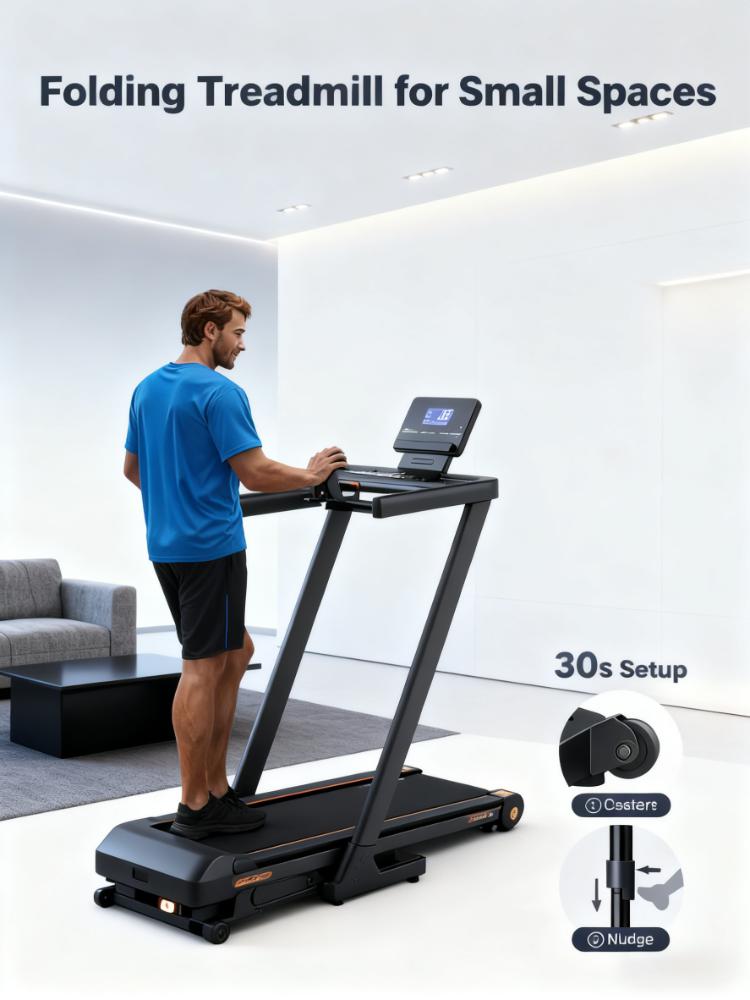 Folding Treadmill with 3.5HP Motor & Multi-Modes for Home Small Spaces