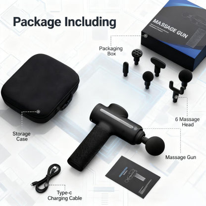 Percussion Massage Gun with 6 Massage Heads, Powerful Brushless Motor for Deep Tissue Pain Relief