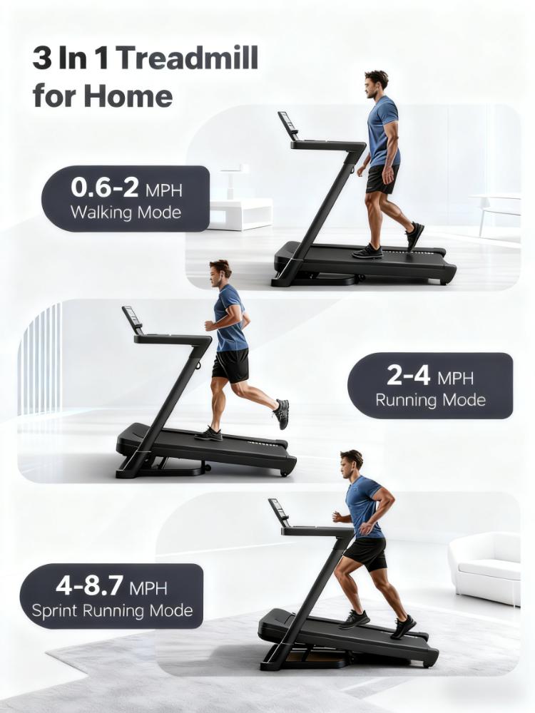 Folding Treadmill with 3.5HP Motor & Multi-Modes for Home Small Spaces