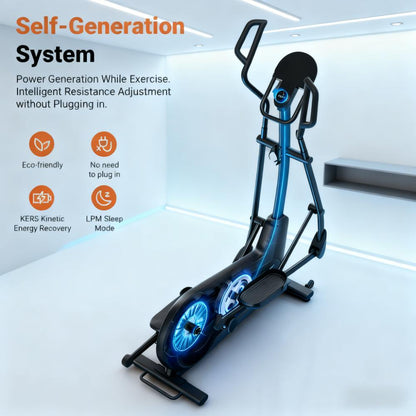 Self-Generating Elliptical Machine with Easy Assembly for Home Use