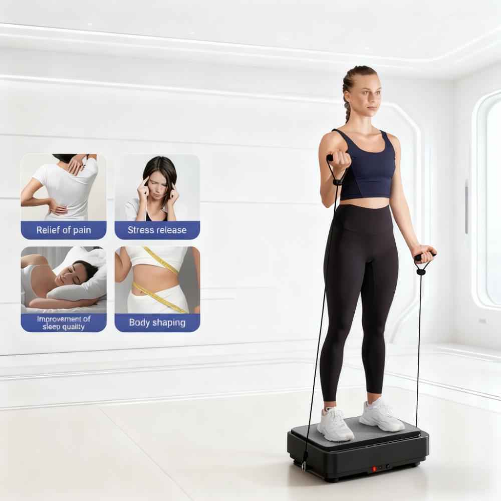 Quiet Vibration Plate with Speed Control & Resistance Bands for Full-Body Fitness