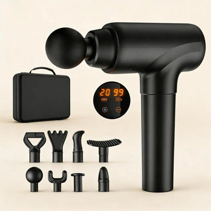 Deep Muscle Relief: Pro Massage Gun w/ 8 Heads & 20 Speeds.