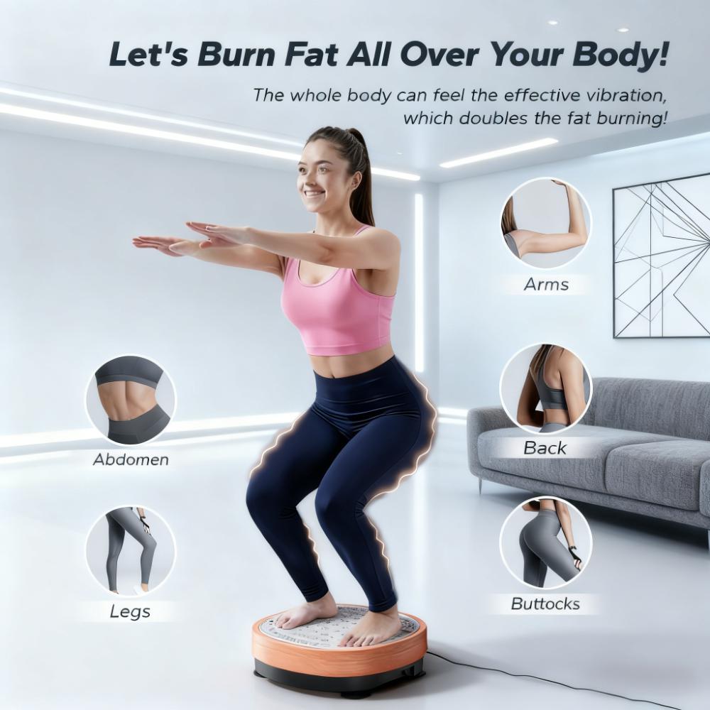 Vibration Plate Exercise Machine with Multiple Modes & Remote Control for Whole-Body Fitness