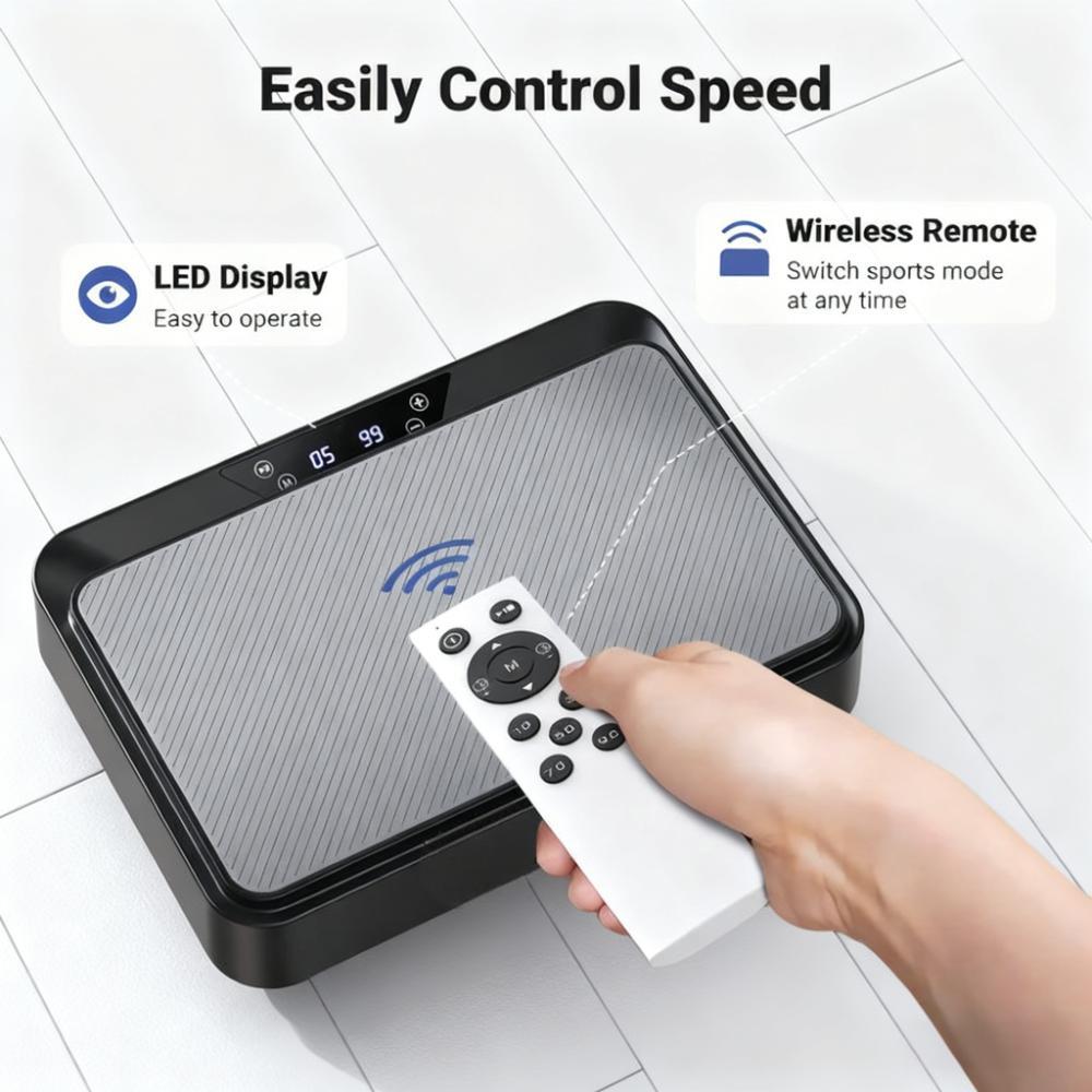 Quiet Vibration Plate with Speed Control & Resistance Bands for Full-Body Fitness